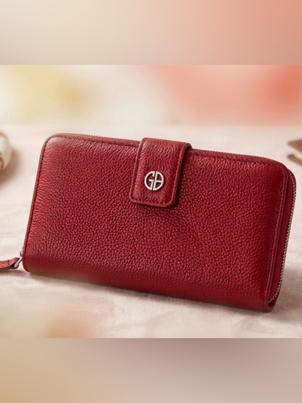 Giani Bernini Softy Red Genuine Leather All-In-One Wallet Zip